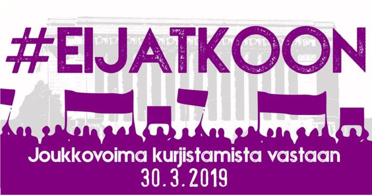 Ei jatkoon! Joukkovoima-liikkeen mielenosoitus hallituspolitiikan jatkamista vastaan la 30.3. Ei jatkoon! Joukkovoima-liikkeen mielenosoitus hallituspolitiikan jatkamista vastaan la 30.3.
