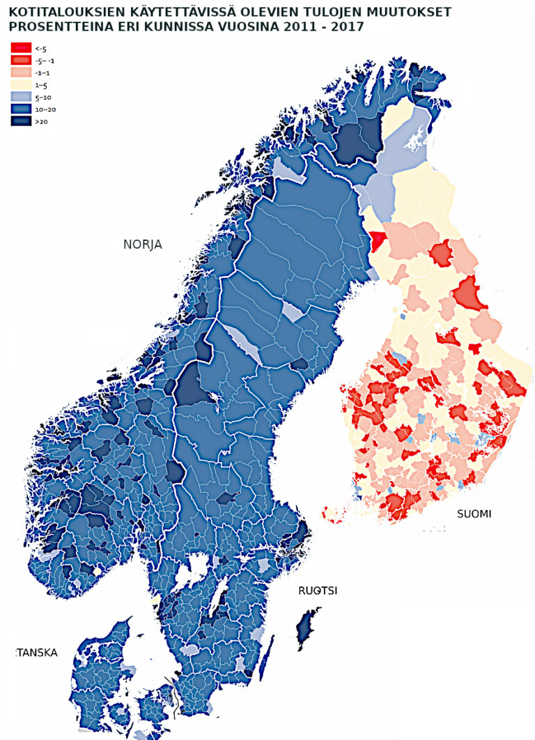 SUOMEN KOTITALOUKSIEN TULOT LASKIVAT SILMIINPISTÄVÄSTI 2010-LUVULLA